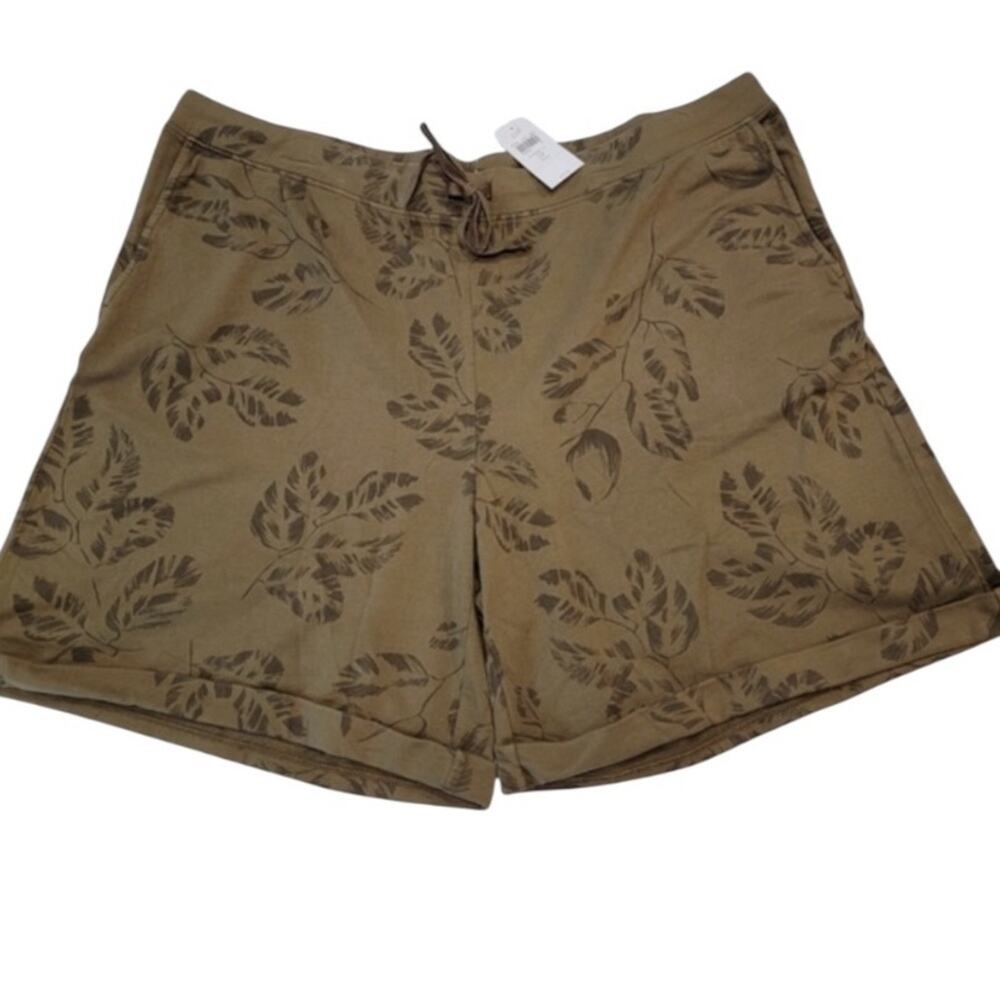 NWT J. Jill dark olive leaves print shorts